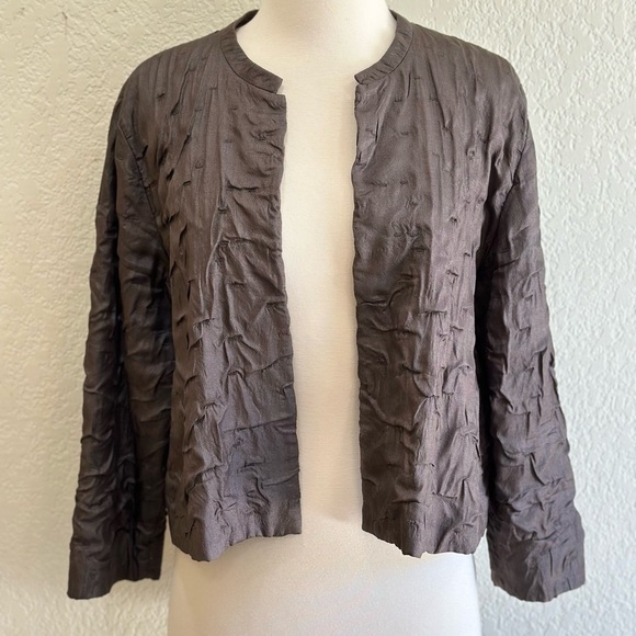 Eileen Fisher Jackets & Blazers - Eileen Fisher Tussah Bartack Silk Lightweight Jacket Cover-up Cropped Medium